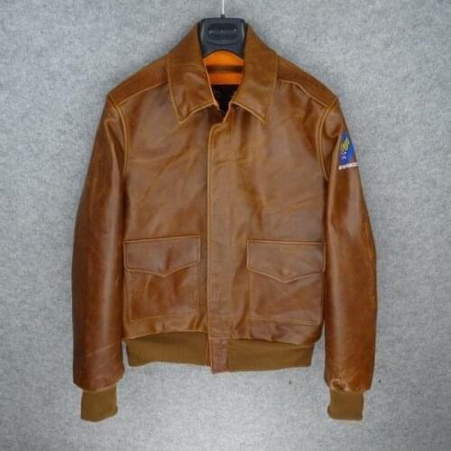 Free shipping.Brand A-2 style coat,plus size mens 100% genuine leather Jackets,classic Bomber flight jacket