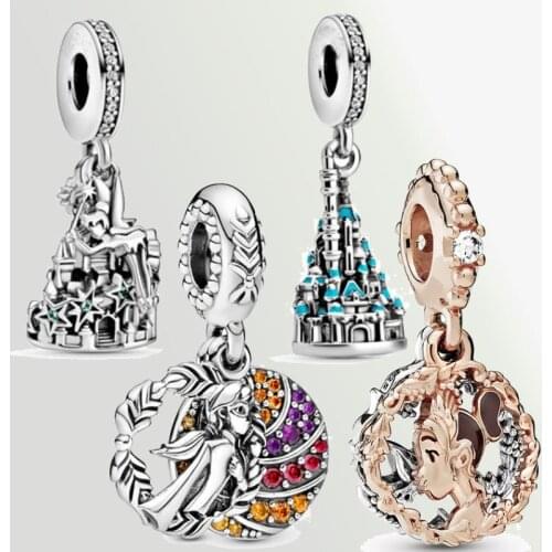 Authentic 925 Sterling Silver Beauty and Building Song Charm Beads fit Original pandora Bracelets Women DIY Jewelry