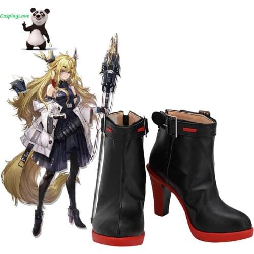 CosplayLove Arknights Leizi Black Cosplay Shoes Cosplay Long Boots Leather Custom Made