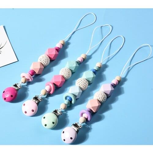Colorfull Silicone Baby Pacifier Clips DIY Funny Pacifier Chain For Infant Feeding Toddle Teething Chew Toy Dummy Clips Holder