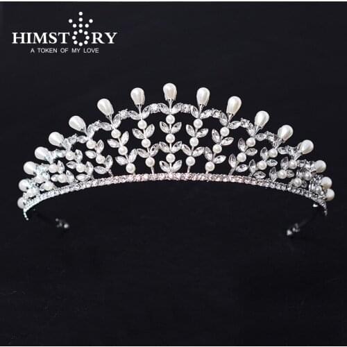 New Princess Tiaras Crown Crystal and Pearl for Bridal Hair Accessories Wedding Party Festival Hair Accessory