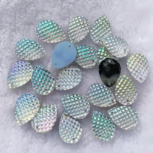 Diy AB Color Resin Gems for Women DIY Jewelry Making 13*18mm 40pcs/lot 2 Holes -S582