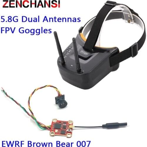 EWRF Brown bear 007 Transmitter 400mW and 5.8G 40CH Dual Antennas FPV Goggles with 800TVL180 Degree Viewing Angle Camera