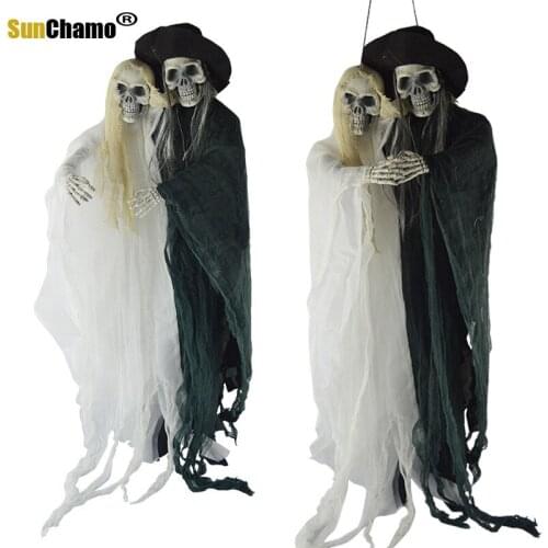 Halloween Horror Hanging Ghost Decoration Glowing Called Door Ornaments Skeleton Scary Bride Festival Party Supplies Event Decor