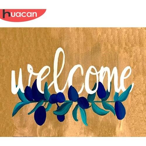 HUACAN Diamond Painting Full Landscape Text 5D DIY Diamond Embroidery Sale Welcome Rhinestones Mosaic Handicraft