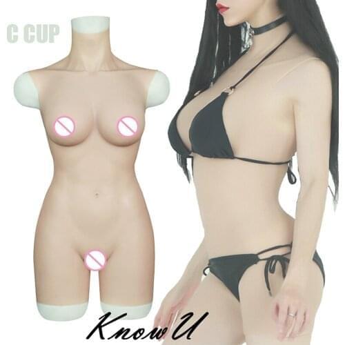 KnowU Silicone Braest Forms Half-length Bodysuit C Cup For Transgender Crossdresser Cosplay