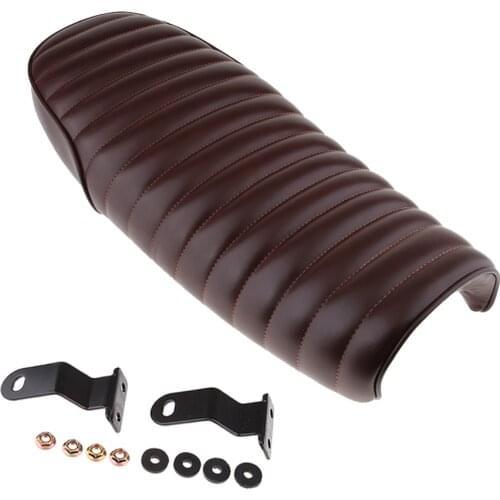 Brown Motorcycle Cafe Racer Seat Flat Saddle For Vintage Street Bike