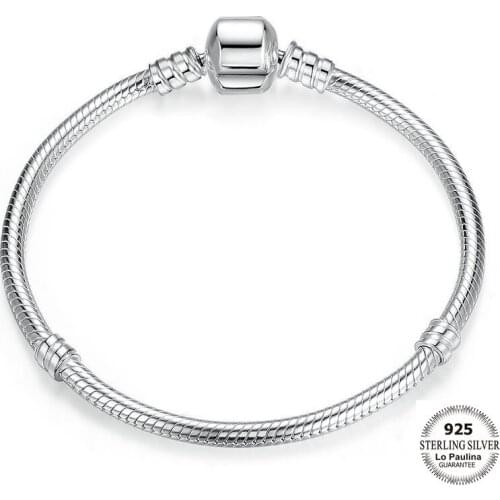 Lo Paulina Basic Charm Bracelets 100% Solid 925 Sterling Silver 3mm Snake Chain DIY Gifts For Women And Girls 2021 New LP2103091