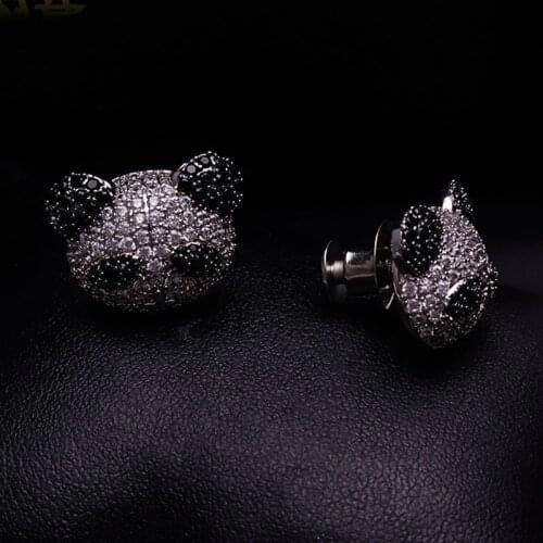 Creative luxury zircon animal giant panda Lapel Pin Brooch for men & women suit collar pin badge button ornament accessories