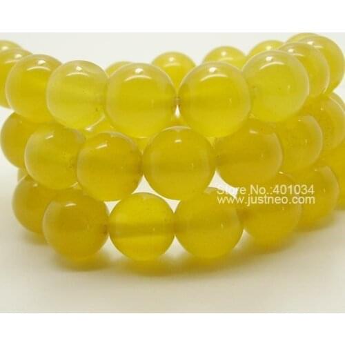 Round Yellow Agate Bead Strands 16'' inch Polished Loose Beads