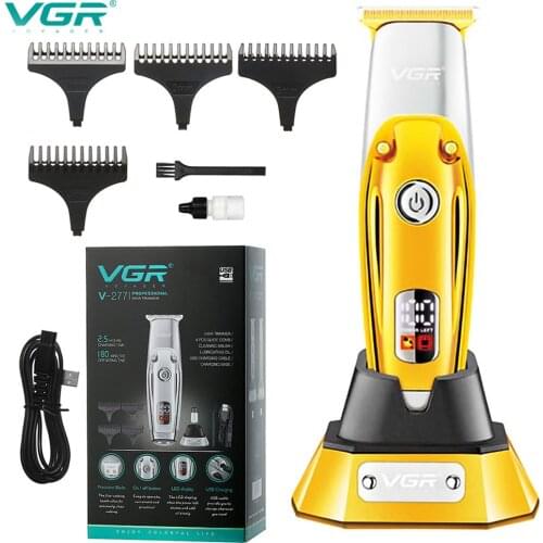 VGR Golden Hair Clipper Set Professional Beard Trimmer Rechargeable Hair Trimmer Barber Haircutting Waterproof Haircut Machine