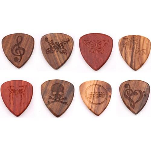 Guitar Picks Plectrum Solid Wood Guitar Fingerpicks Stringed Musical Instrument Bass Guitarra Parts Accessories