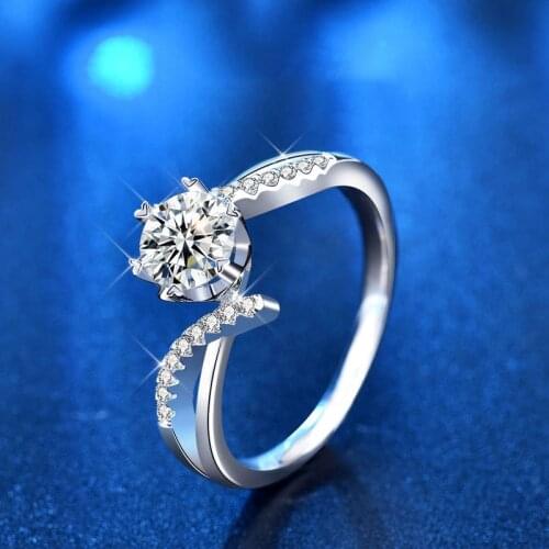 Moissanite Ring 925 Silver 1ct 3.4g White Diamond US No 5 6 7 8 Rings For Women Creative Personality Wedding Party Jewelry