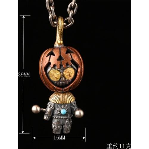 BOCAI New 2021 Real S925 Silver Love Funny Baby Pendant for Woman Retro Cartoon Doll Necklace Trendy Man and Women Pendants