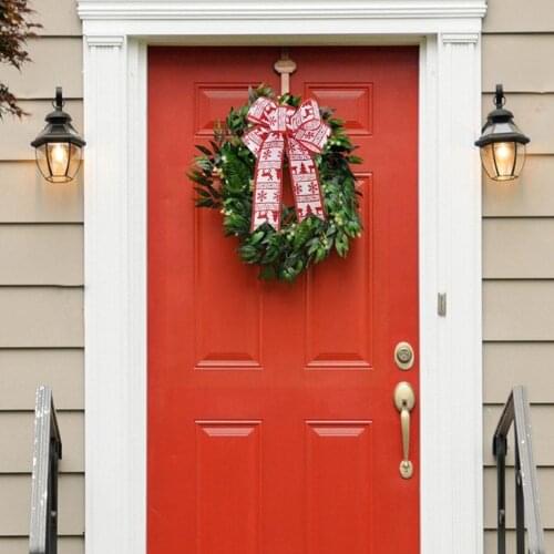 New 24*19cm 5ears DIY Bow Bowkont Crafts Linen Ribbon Christmas Bow Christmas Stripe Lattice Decor Bow Decoration Tree P5E8