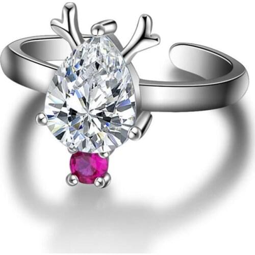 New Hot Zircon Deer Elk Rings For Women Christmas Jewelry Statement Party Engagement Wedding Rings SAR10