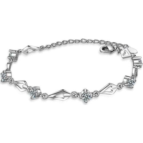 New Fashion Personality 925 Sterling Silver Jewelry Flash Crystal Wavy Arrow Irregular Geometric Exquisite Bracelets SB234