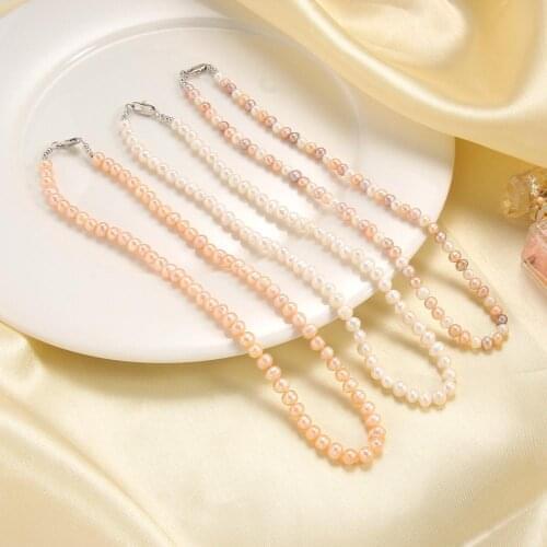 Natural Fresh water Pearl Necklace for Women Beads Handmade 5-7mm pearl 45mm Necklace Fashion Jewelry Gift