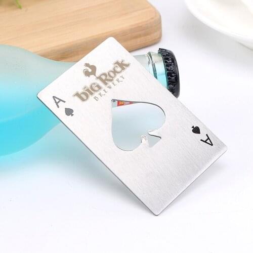 Personalized Stainless Steel Poker Card Ace of Spades Beer Bottle Opener Promotional Product Corporate Gift Custom Logo & Text