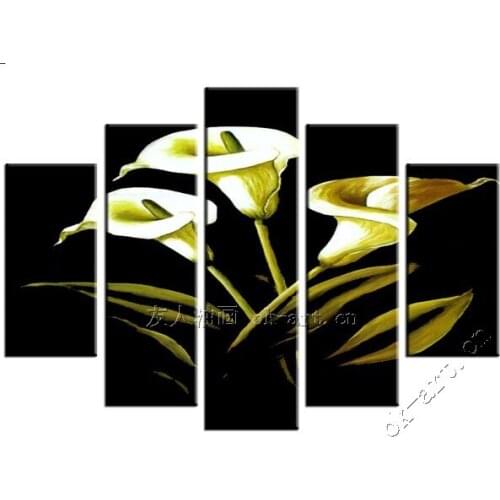 Hand-painted abstract flower oil painting Calla Lily Hotel home decoration painting 5pcs/set modern wall art canvas painting