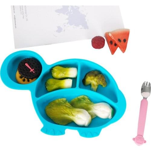 Silicone Cartoon Plate Baby Turtle Dishes Childrens Bowl Compartment Plate Gift for Kids