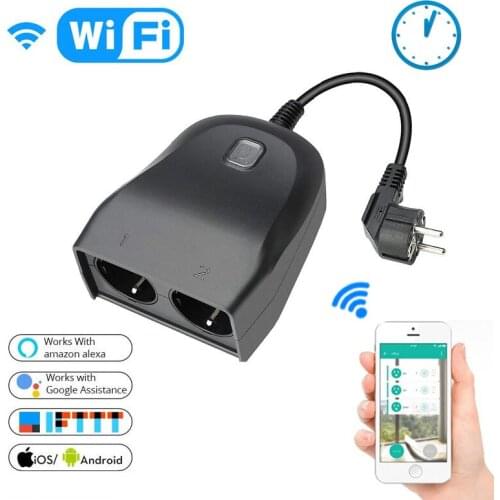 TUYA Outdoor WIFI Smart Socket Smart Home WIFI Socket App Remote Control EU Standard Socket Support Alexa Google Home IFTTT