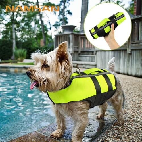 Dog Life Vest Pet Dogs Safety Clothes Jacket Adjustable Swimsuit Summe Swimming Preserver Foldable For Small Medium Large Dog