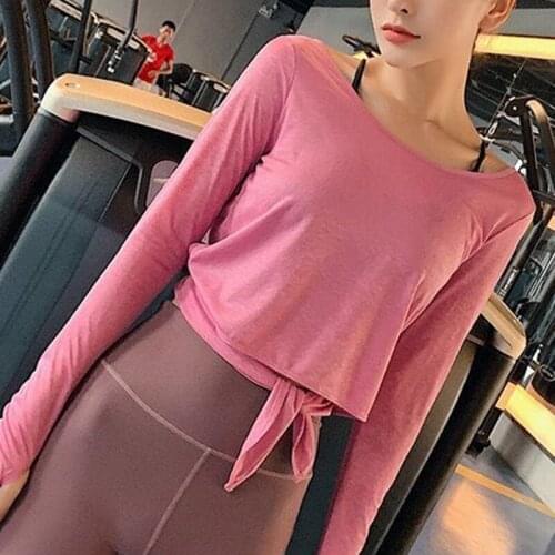 Loose and quick-drying big backless breathable fitness sports long-sleeved shirt female comfortable round neck running yoga suit