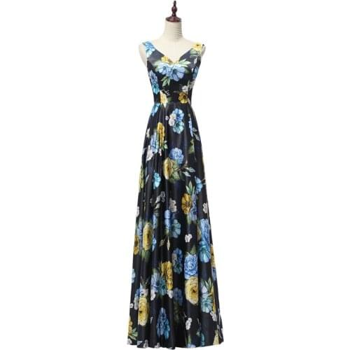 9 Styles Floral Printed Evening Dresses with Spaghetti Straps Floor Length Pageant Gowns Sweetheart Floor Length Party Vestido