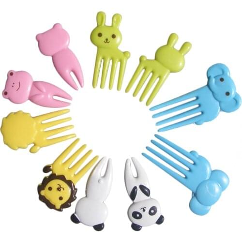 10pcs Lovely Party Decor Animal Farm Fruit Fork Mini Cartoon Children Snack Cake Dessert Food Fruit Pick Toothpick Lunches