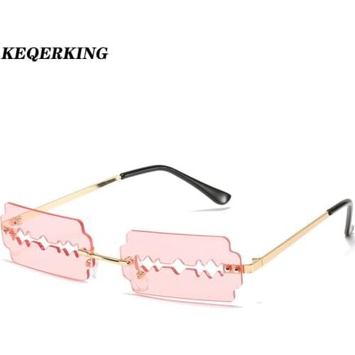 2020 Trendy Rimless Sunglasses Women Vintage Unique Hollow Steampunk Sunglasses Men Frameless Punk Sun Glasses Shades UV400