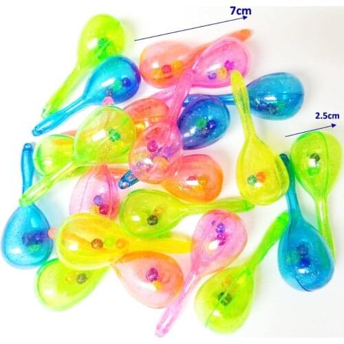 24pc 7cm Mini Plastic Maracas 337 Fiesta Shaking rattle Goody Loot Bag Filler Birthday Party Favor Toy Supply novelty prize gift