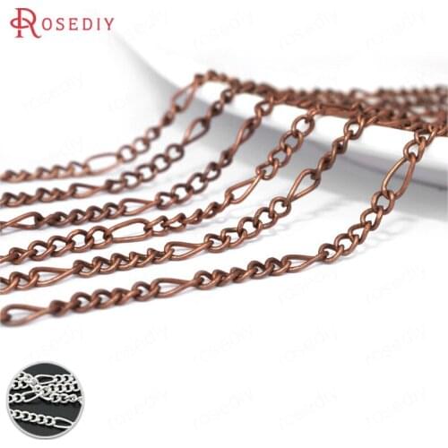 26295)5 Meters Chain width:2.5MM Copper 5+1 Figaro Chains Special Link Chains Necklace Chains Diy Jewelry Findings Accessories