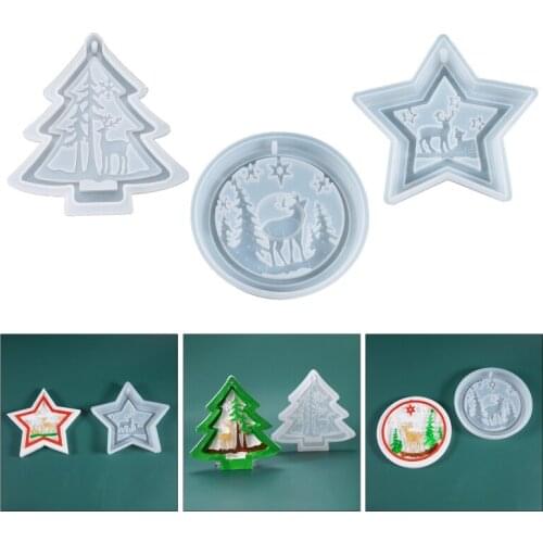 3Pcs DIY Christmas Listed Pendant Casting Silicone Mould Crafts Decoration Jewelry Making ToolsCrystal Epoxy Resin Mold