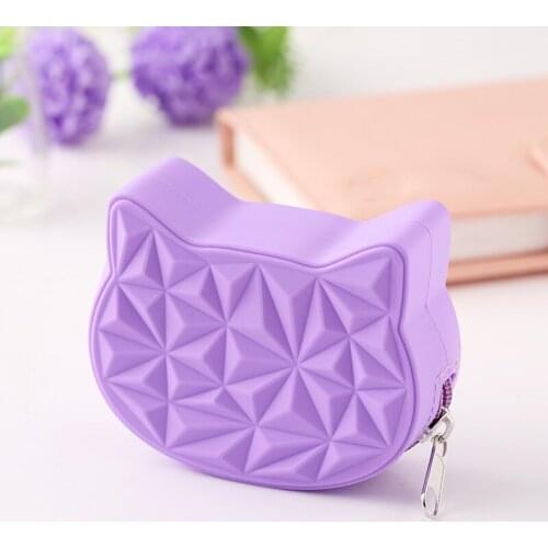 30PCS / LOT Creative Cat Silicone Zipper Purse Cute Mini Women Wallet Girls Coin Storage Bag