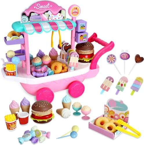 36 Pcs Ice Cream Children Plastic Non Toxic Candy Cart Toy Set Funny Simulation DIY Gifts House Play Educational Pretend Game