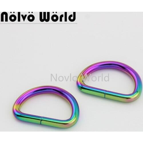 4 pieces test,inner width 32*19mm 1-1/4",rainbow metal D ring bag handle buckles handbag decorative buckles hardware accessories