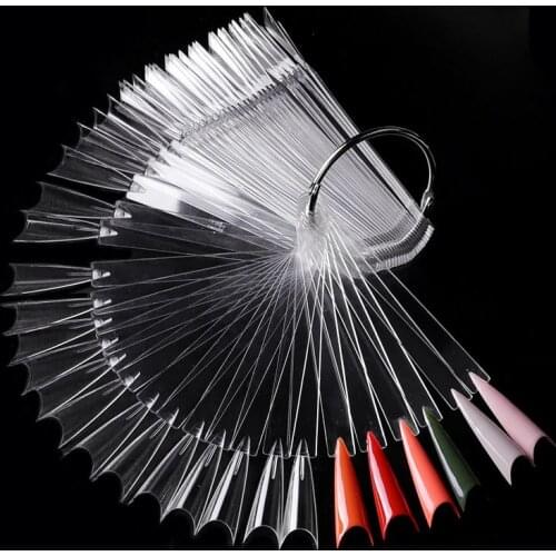 50Pcs/set False Nail Tips Color Card Practice Display Tools Transparent Buckle Ring Manicure DIY Nail Display Practice tool