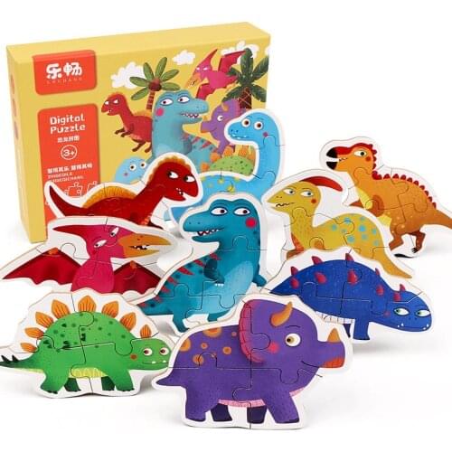 Wooden Big Size Puzzle Toys for Children 26 Letter Number Cartoon Dinosaur Animal Wood Jigsaw Kids Baby Early Educational Toy