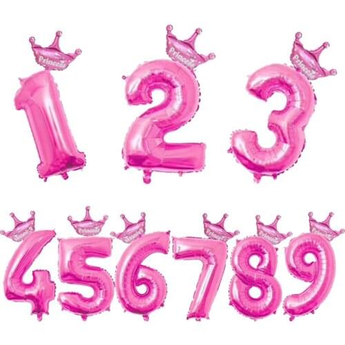 BABY Birthday Pink Blue Number Foil Balloons Helium Birthday Wedding Decoration Air Balloons Event Party Supplies