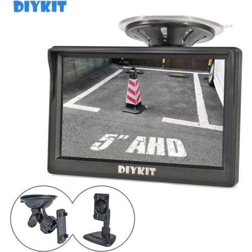 DIYKIT 5" AHD Car Rear View Monitor Inside Parking Backup HD Monitor with Both Suction Cup and Bracket for MPV SUV Horse Lorry