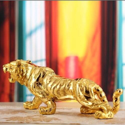 Tiger sculpture statue Business gifts lucky crafts living room office creative Home decor Ornament Resin tiger figure