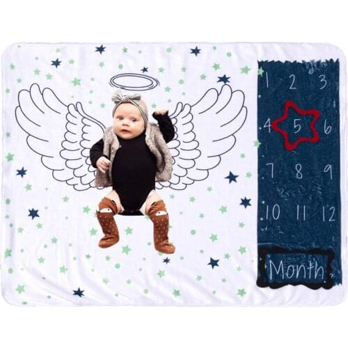 75mm*100mm Baby Month Photo Blanket Flannel Background Photography Props Newborn Memento