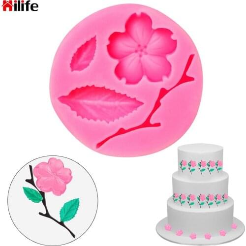 Peach Blossom Shape Fondant Cake Decorating Tools Chocolate Confectionery Mold 3D Silicone DIY Flower Shape Candy Mould