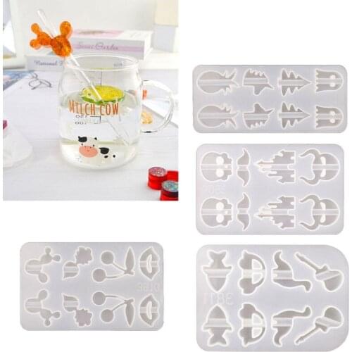 Fruit Animal Straws Decoration Buckle Silicone Mould Crystal Epoxy Resin Mold DIY Crafts Jewelry Decorative Casting Tools