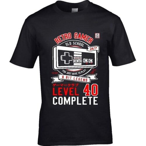 Fun Gaming Retro Gamer Level 40 Complete for 40Th Birthday 2019 New Fashion Cotton Short Sleeve O-Neck Summer Cool T Shirt