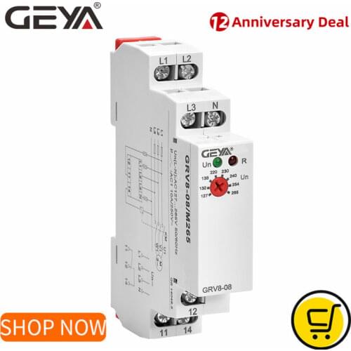 GEYA GRV8-08 Overvoltage Undervoltage Relay Phase Failure Phase Sequence Asymmetry Control Relay