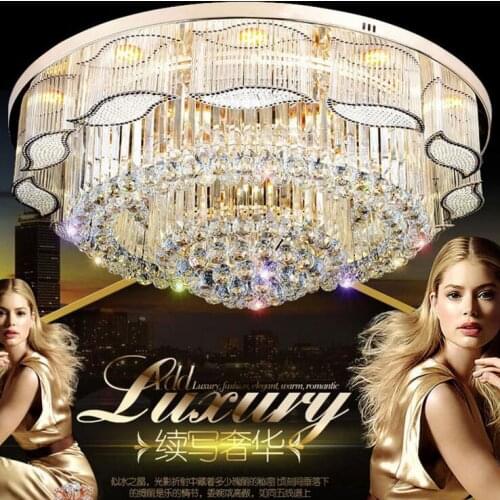 Crystal lamp living room lamp round ceiling lamp modern bright restaurant lamp European atmosphere bedroom warm lighting fixture