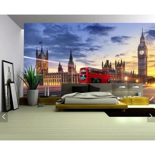 Customized 3d Wallpaper for Walls 3 D Mural UK London Bridge Red Bus Murals Wall Paper TV Background Decorative Landscape
