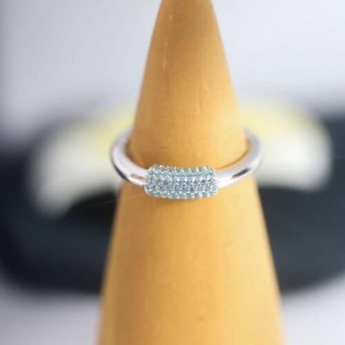 SLJELY Top Quality Fashion Pure 925 Sterling Silver Large Lagoon Blue Link Hoop Ring Women Luxury Brand Valentine Series Jewelry